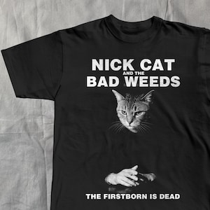 nick cave and the bad seeds tshirt parody post punk dark goth cat funny tee