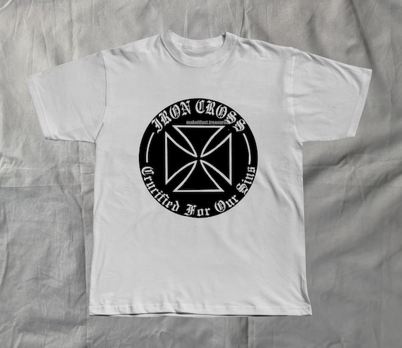 Iron Cross Crucified for Our Sins T-shirt: Vintage 80s Punk Rock