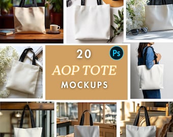 20 AOP Tote Bag Mockups  | 20 PSD & PNG Mockups | Printify Tote Mockup |  Tote Mockups | Tote Bag Branding Kit