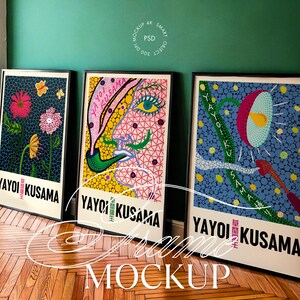 Mockup di 3 cornici / Mockup di parete galleria / Set di 3 cornici / Mockup di cornice nera / 3 cornici verticali / Mockup di cornice PSD