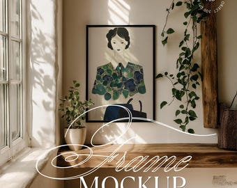 Single Black  Frame Mockup, Vertical PSD Frame Mockup Din A1 , Poster Mockup, Black Frame, Thin Frame Mockup