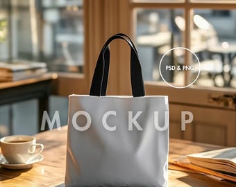 AOP Tote Bag Mockup PSD | Black Handle AOP Tote Bag Mockup | Printify Tote Bag Mockup | Tote Bag psd Mockup
