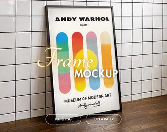 Single Black  Frame Mockup, Vertical PSD Frame Mockup Din A1 , Poster Mockup, Black Frame, Thin Frame Mockup