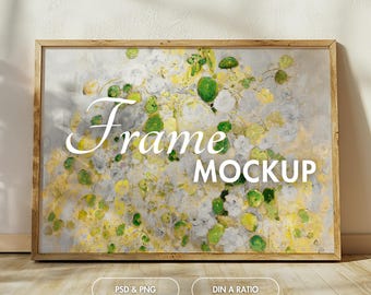 DIN A Landscape Frame Mockup for Photoshop | Horizontal Frame Mockup PSD Template for Art and Prints | Digital Frame Mockup Template