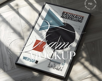 Single Black  Frame Mockup, Vertical PSD Frame Mockup Din A1 , Poster Mockup, Black Frame, Thin Frame Mockup