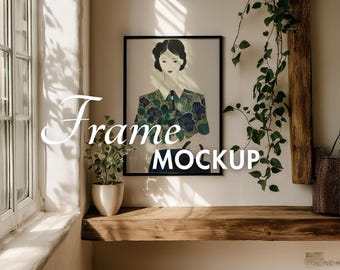 Single Black  Frame Mockup, Vertical PSD Frame Mockup Din A1 , Poster Mockup, Black Frame, Thin Frame Mockup