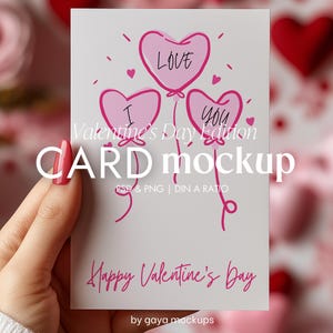 Mockup di biglietto di San Valentino / Mockup di biglietto di auguri romantico / Mockup di San Valentino PSD / Mockup di biglietto con mano / Mockup di biglietto d'amore