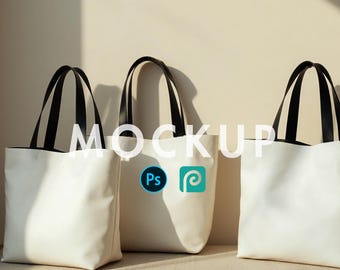 3 AOP Tote Bag Mockup | Triple Tote Mockup | PSD & Photopea Friendly | Printify Tote Bag Mockup | Canvas Bag Mockup | AOP Tote Template