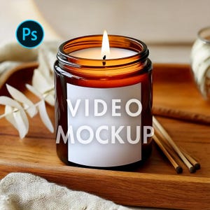 Amber Candle Mockup | Boho Candle Mockup | 9oz Soy Candle Mockup | PSD & Canva Candle Jar Mockup | Printify Candle