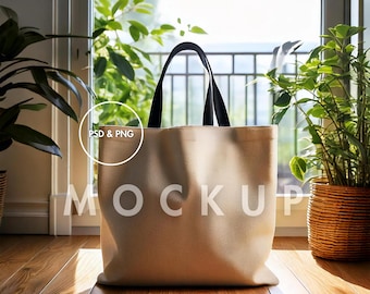 AOP Tote Bag Mockup PSD | Black Handle AOP Tote Bag Mockup | Printify Tote Bag Mockup | Tote Bag psd Mockup