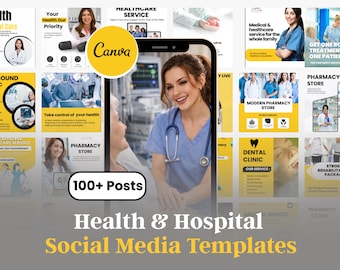 Hospital Social Media Canva Templates Bundle  Medical Clinic, Pharmacy & Healthcare Instagram Posts – Editable Health Marketing Kit