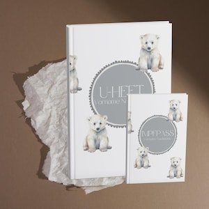 U-Heft, Untersuchungsheft, Impfpass-Hülle, Folie, Geschenk zur Geburt, Schutzhülle, Schutzfolie, Eisbär, personalisiert, Personalisierung