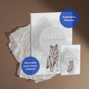 Set | U-Heft | Impfpass | Wolf | Mond | Hüllen | personalisierbar | Geschenk zur Geburt oder Babyparty | Aquarell