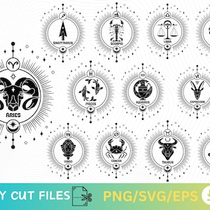 Zodiac SVG, SVG Bundle, Horoscope PNG, Zodiac Signs, Zodiac, Zodiac Png, Svg Files For Cricut, Astrology Svg, Zodiac Tshirt Designs, Tumbler