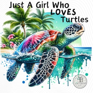 Watercolor Turtle PNG: Girl Who Loves Turtles Design (Digital Download)