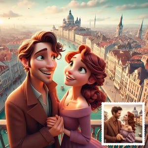 Portraits de couple, dessin animé personnalisé style Pixar à partir d'une photo, portrait numérique 3D, devenir un personnage Pixar, cadeau pour couple Saint-Valentin