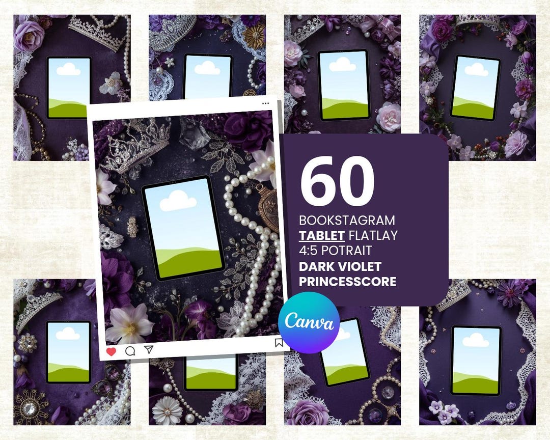 Princesscore Border Dark Violet Princesscore Tablet Mockups: 60 Royalcore Bookstagram Canva ...