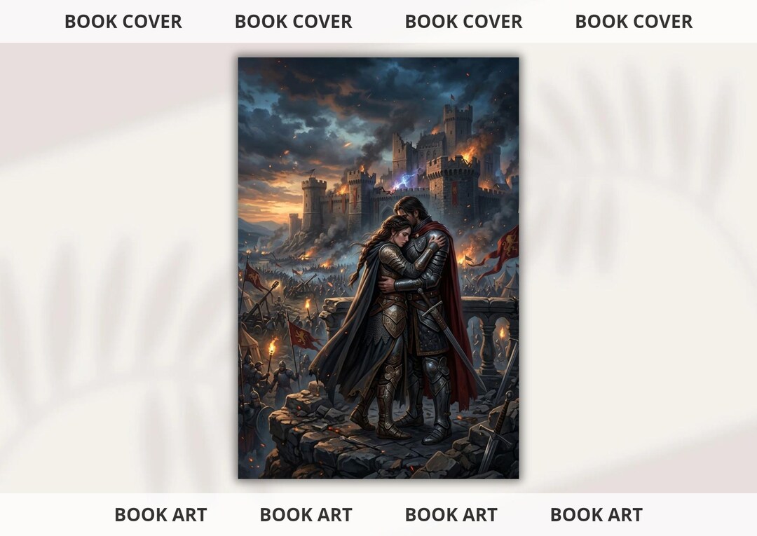 Romantasy Reader Fantasy Romance Book Cover Art: Knight Couple Embracing (digital ...