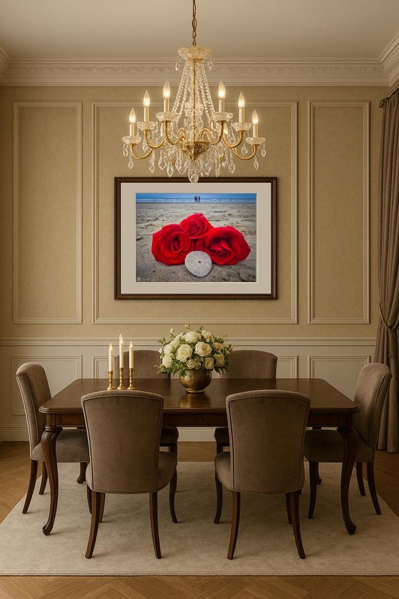 Jay Ligda Photography: Red Roses on Beach and Sand Dollar - Mockup