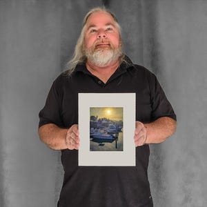 Rising Sun Glows Over Marina - 5-7/8"x4-3/8" Matted Photo Size