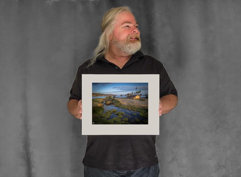 Clouds Reflect Benicia March with Depot - 7-3/8"x9-7/8" Matted Photo Size