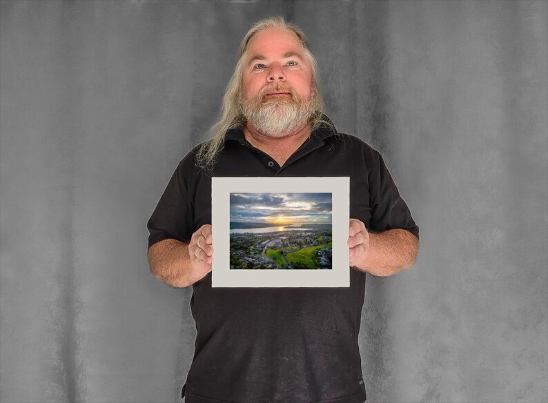 Sunset Over Strait - 5-3/8"x7-1/8" Matted Photo Size