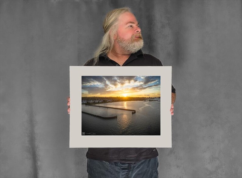 Sunrise Beyond Marina Opening - 11-3/8"x15-1/8" Matted Photo Size