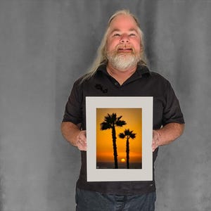 Two Palms at Sunset - 9-7/8"x7-3/8" Matted Photo Size
