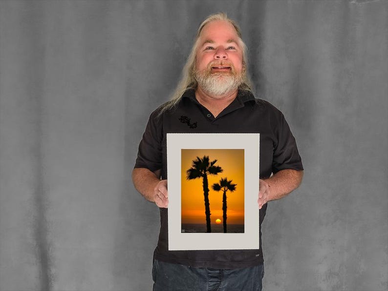 Two Palms at Sunset - 9-7/8"x7-3/8" Matted Photo Size