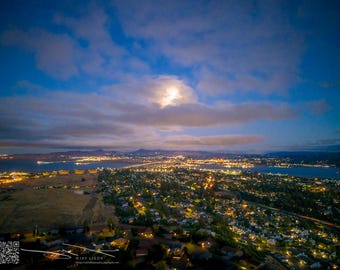 Foto de la salida de la luna en el Monte Diablo – Impresión artística de Benicia, California