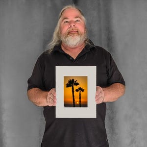 Two Palms at Sunset - 5-7/8"x4-3/8" Matted Photo Size