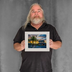 Sun Rises Behind the Depot Building - 5-3/8"x7-1/8" Matted Photo Size