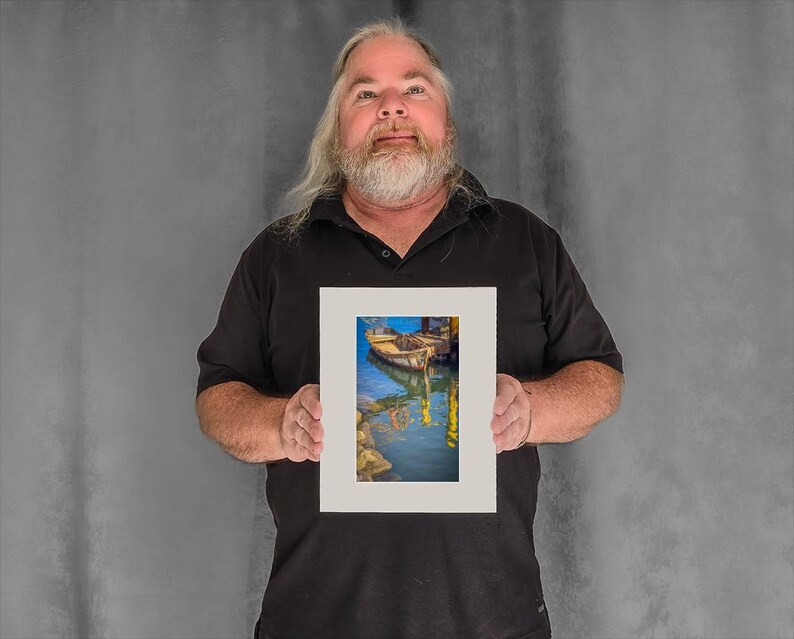 Old Rowboat and Water Reflections - 7-1/8"x5-3/8" Matted Photo Size