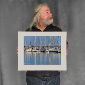 Masts Reflect in Calm Waters - 11-3/8"x15-1/8" Matted Photo Size