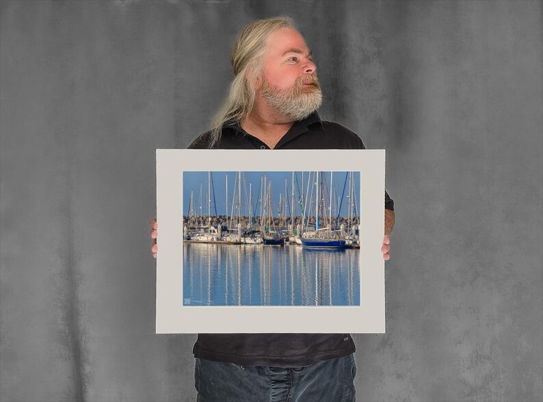 Masts Reflect in Calm Waters - 11-3/8"x15-1/8" Matted Photo Size