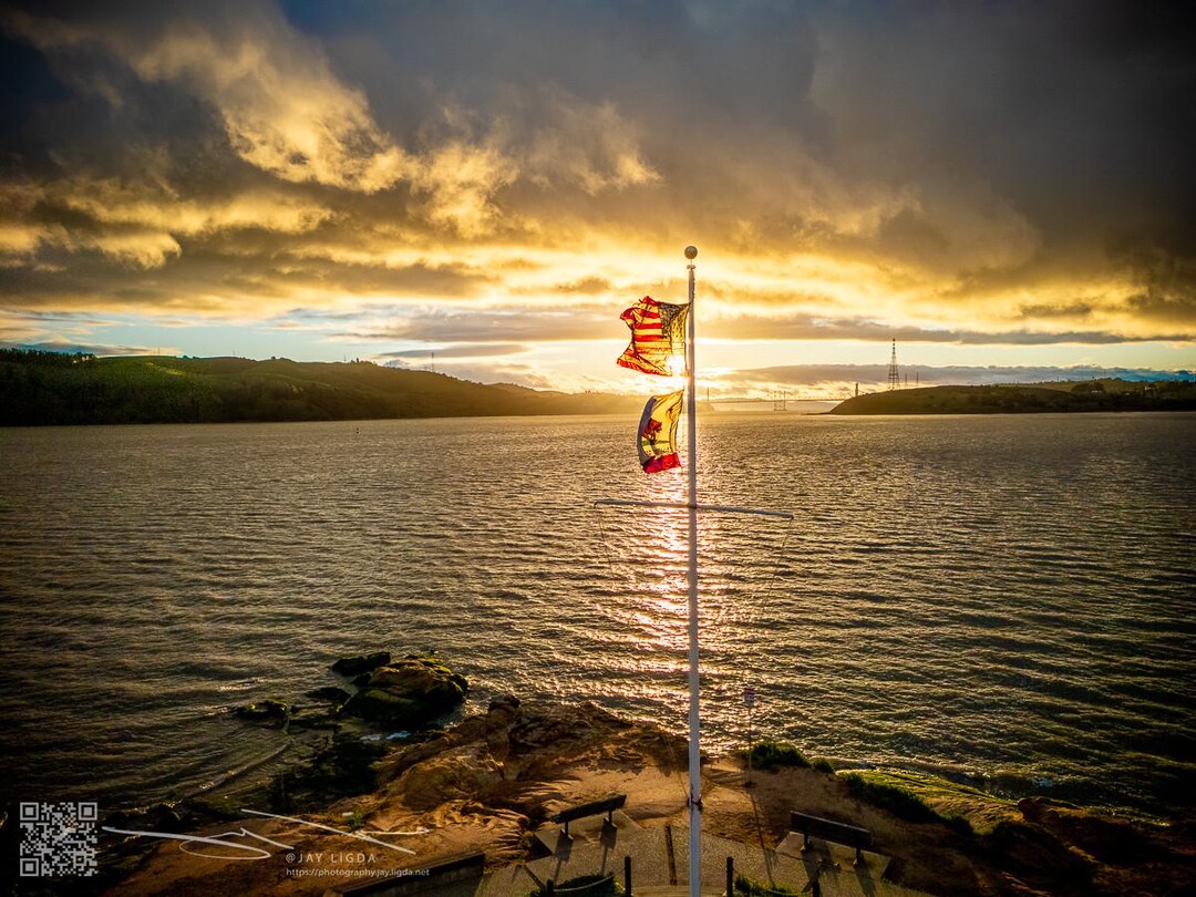 Fiery Sunset Behind Flags — Patriotic Flag Image - Etsy