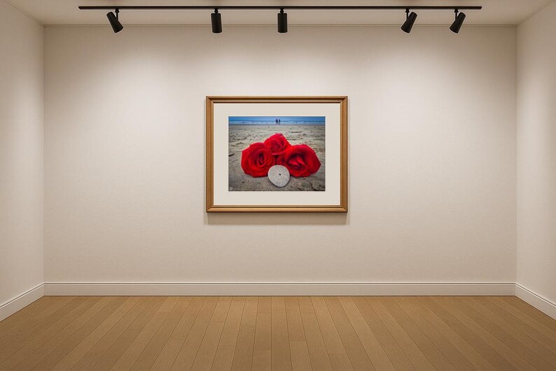 Jay Ligda Photography: Red Roses on Beach and Sand Dollar - Mockup