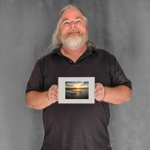 Sunrise Beyond Marina Opening — sunrise boat marina - 3-1/8"x4-3/8" Matted Photo Size