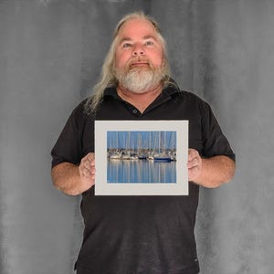 Masts Reflect in Calm Waters - 5-3/8"x7-1/8" Matted Photo Size