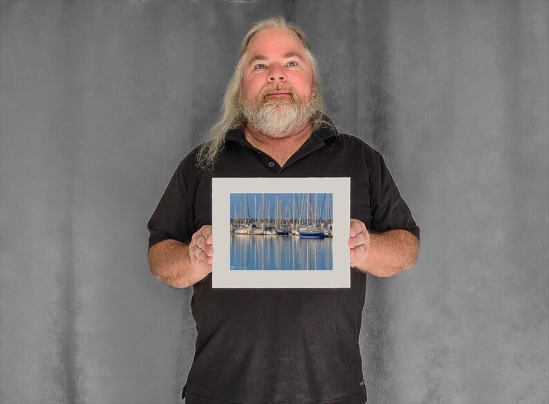 Masts Reflect in Calm Waters - 5-3/8"x7-1/8" Matted Photo Size