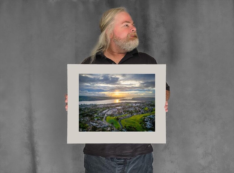 Sunset Over Strait - 11-3/8"x15-1/8" Matted Photo Size