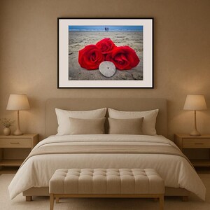 Jay Ligda Photography: Red Roses on Beach and Sand Dollar - Mockup