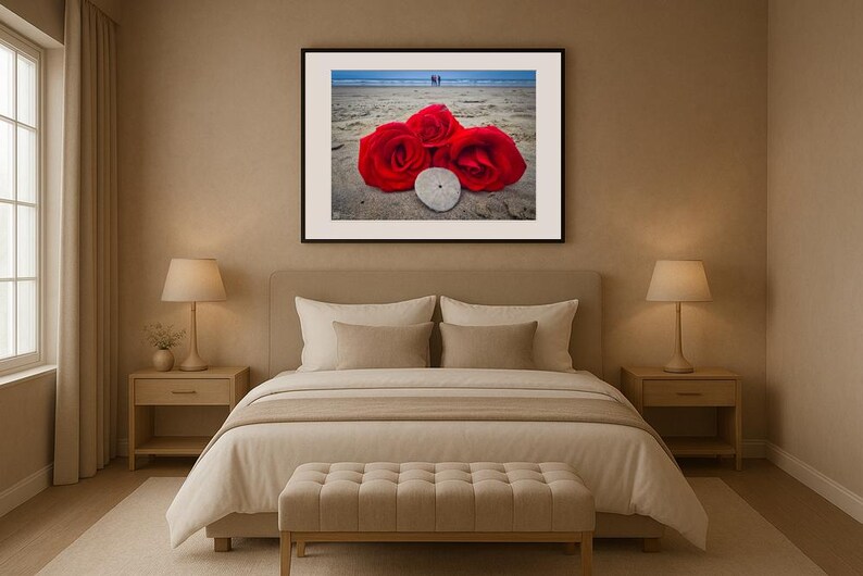 Jay Ligda Photography: Red Roses on Beach and Sand Dollar - Mockup
