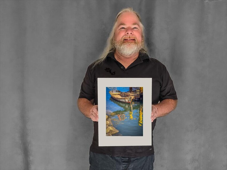 Old Rowboat and Water Reflections - 9-7/8"x7-3/8" Matted Photo Size