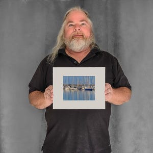 Masts Reflect in Calm Waters - 4-3/8"x5-7/8" Matted Photo Size