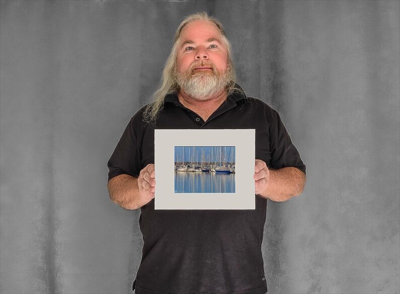Masts Reflect in Calm Waters - 4-3/8"x5-7/8" Matted Photo Size