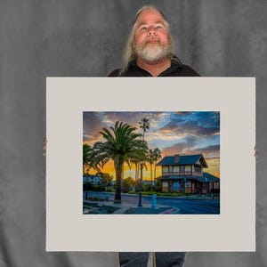 Sun Rises Behind the Depot Building - 17-3/8"x23-3/8" Matted Photo Size