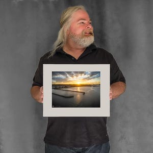 Sunrise Beyond Marina Opening - 7-3/8"x9-7/8" Matted Photo Size