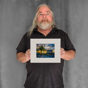 Sun Rises Behind the Depot Building - 4-3/8"x5-7/8" Matted Photo Size