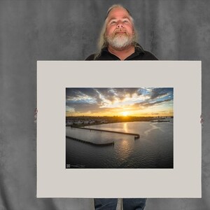 Sunrise Beyond Marina Opening - 17-3/8"x23-3/8" Matted Photo Size